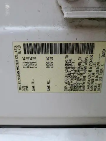 2010 NISSAN MAXIMA S  