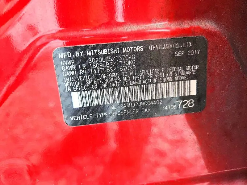 2018 MITSUBISHI MIRAGE ES  