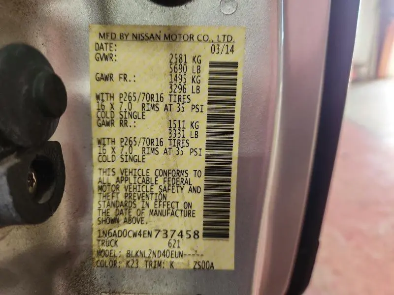2014 NISSAN FRONTIER SV V6  