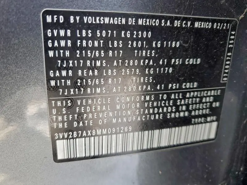 2021 VOLKSWAGEN TIGUAN SE  