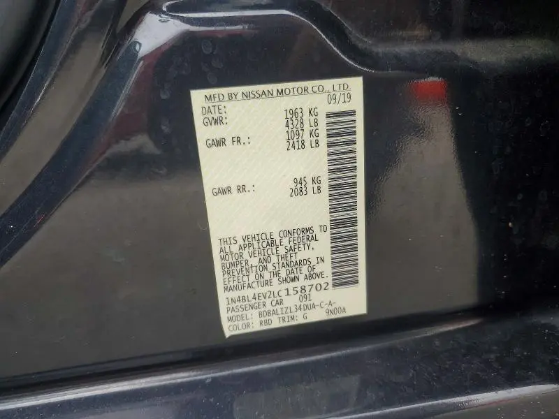 2020 NISSAN ALTIMA SL  
