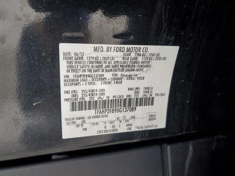 2013 FORD TAURUS LIMITED  