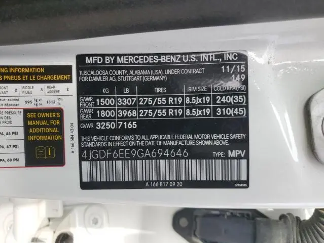 2016 MERCEDES-BENZ GL 450 4MATIC  