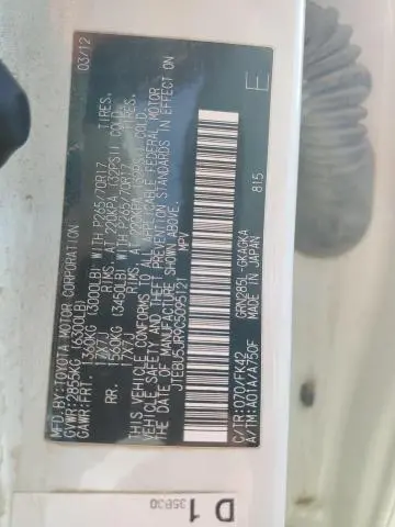 2012 TOYOTA 4RUNNER SR5  