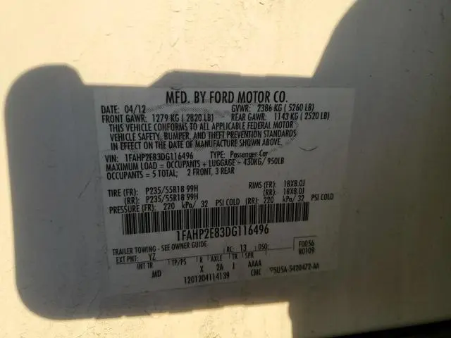 2013 FORD TAURUS SEL