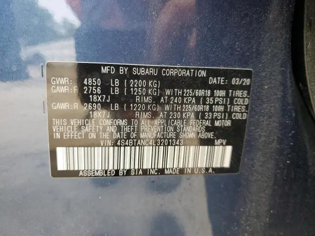 2020 SUBARU OUTBACK LIMITED  