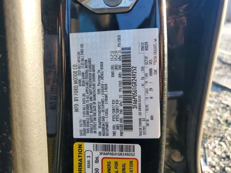 2016 FORD FUSION TITANIUM PHEV  