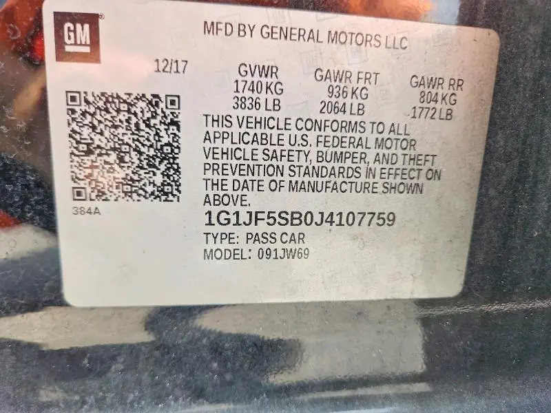 2018 CHEVROLET SONIC PREMIER  