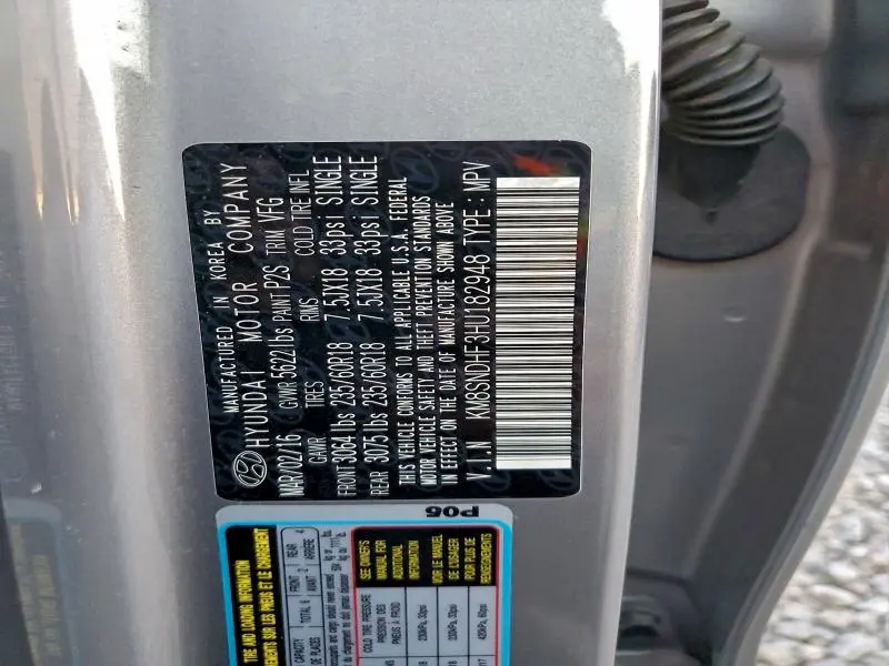 2017 HYUNDAI SANTA FE SE  