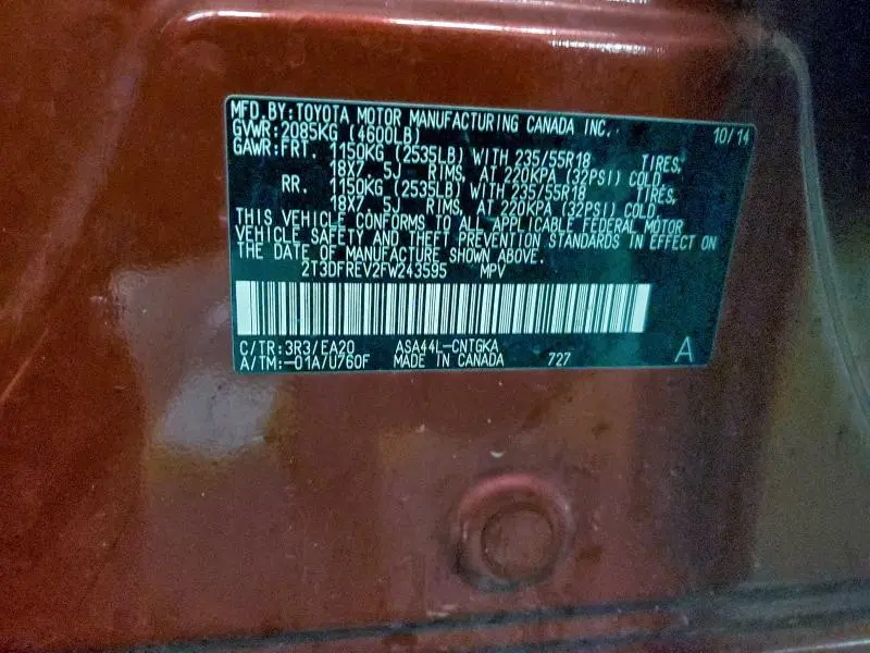 2015 TOYOTA RAV4 LIMITED  