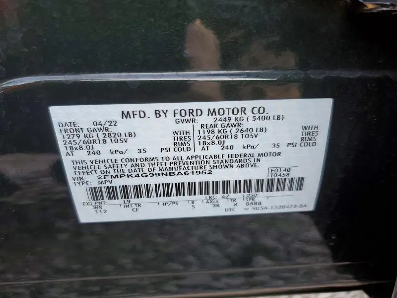 2022 FORD EDGE SE  