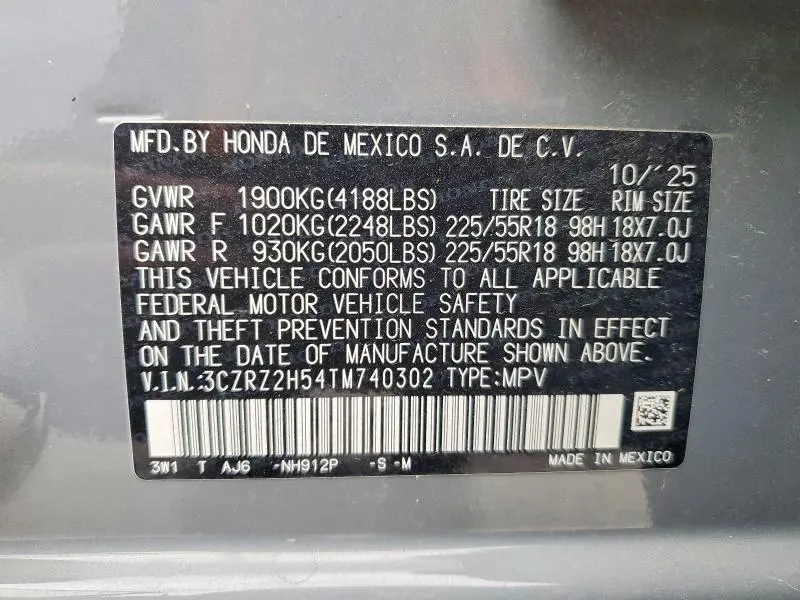2026 HONDA HR-V SPORT  