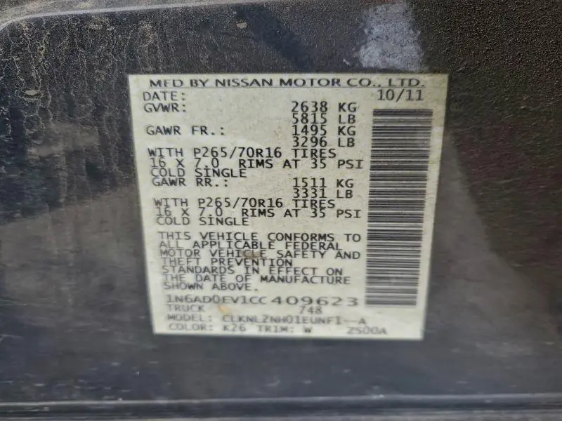 2012 NISSAN FRONTIER S  