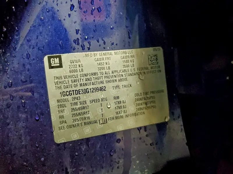 2016 CHEVROLET COLORADO Z71  