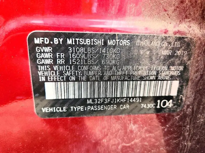 2019 MITSUBISHI MIRAGE G4 ES  