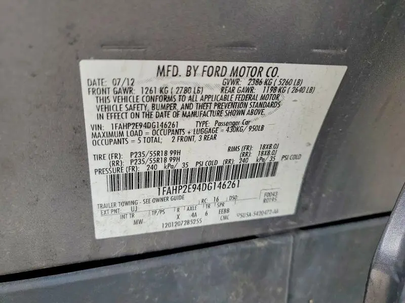 2013 FORD TAURUS SEL  