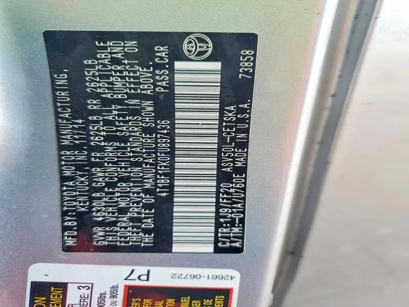 2015 TOYOTA CAMRY SE  