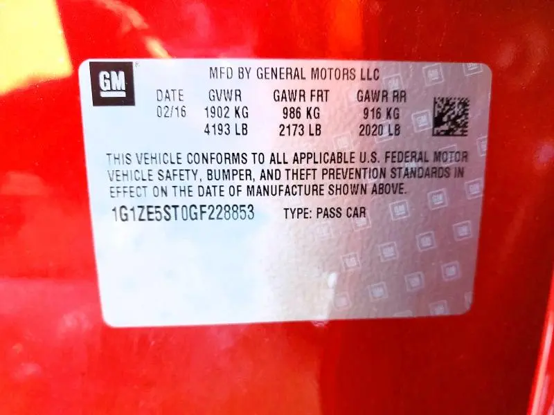 2016 CHEVROLET MALIBU LT  