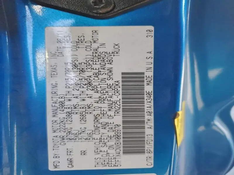 2011 TOYOTA TACOMA ACCESS CAB  