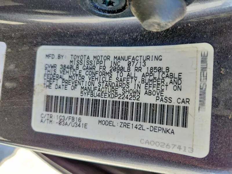 2013 TOYOTA COROLLA LE  