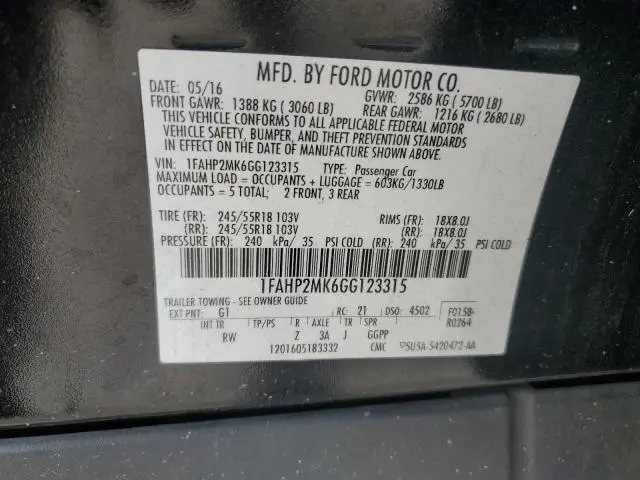 2016 FORD TAURUS POLICE INTERCEPTOR  