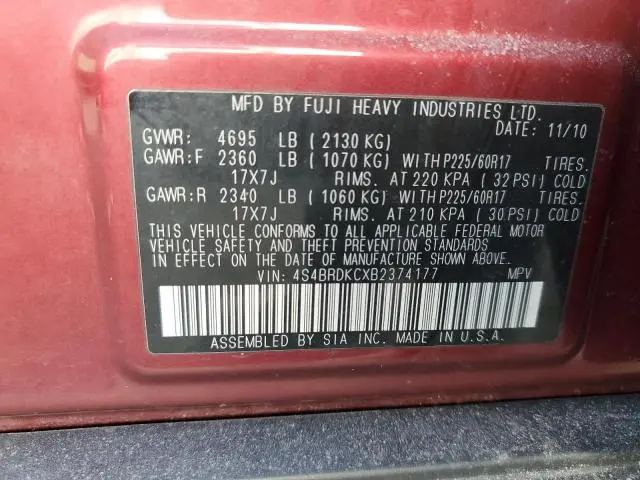 2011 SUBARU OUTBACK 3.6R LIMITED  