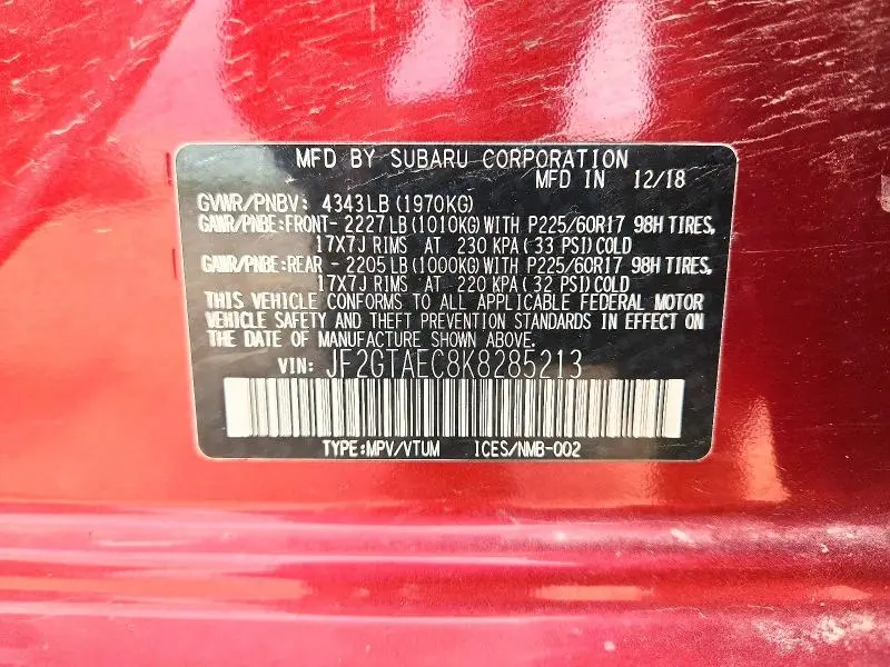2019 SUBARU CROSSTREK PREMIUM  