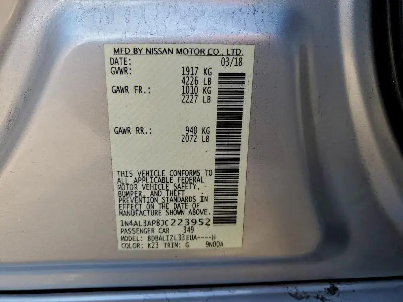 2018 NISSAN ALTIMA 2.5  