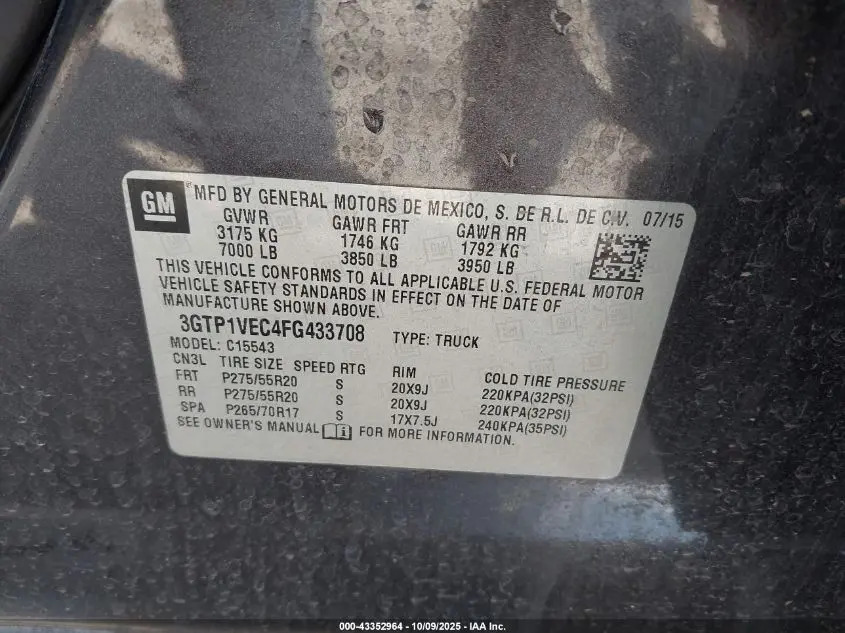 2015 GMC SIERRA 1500 SLT