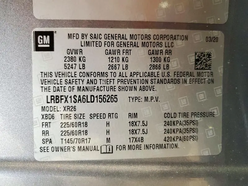 2020 BUICK ENVISION PREFERRED  