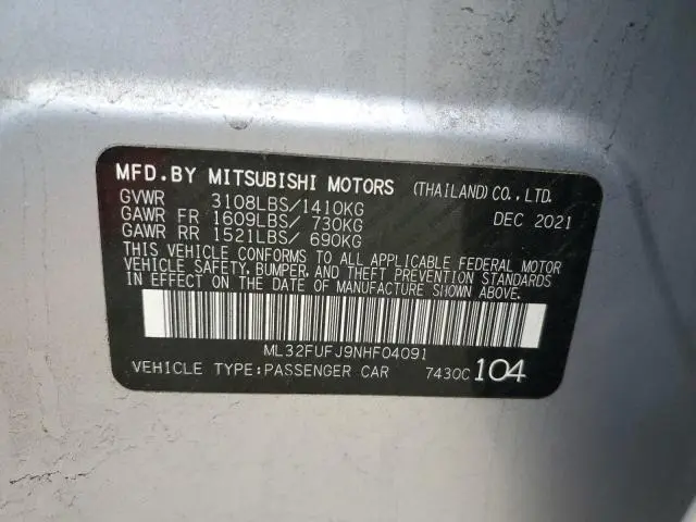 2022 MITSUBISHI MIRAGE G4 ES