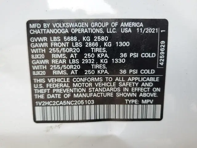 2022 VOLKSWAGEN ATLAS CROSS SPORT SE  