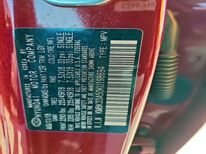 2019 HYUNDAI KONA LIMITED  