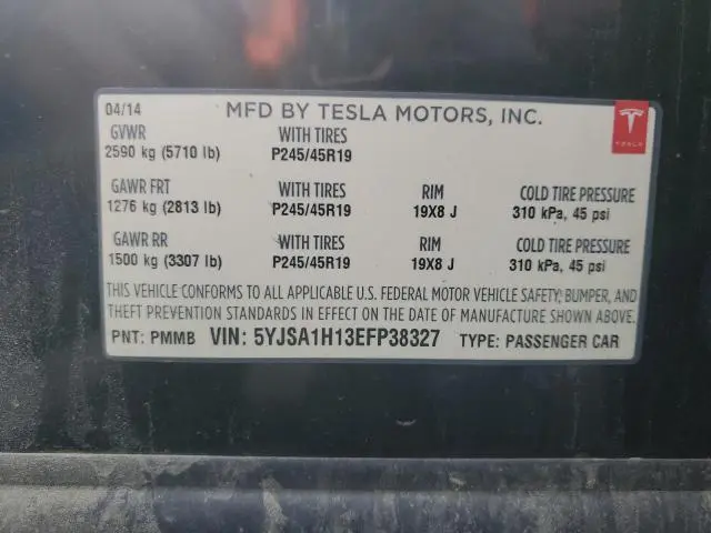 2014 TESLA MODEL S   