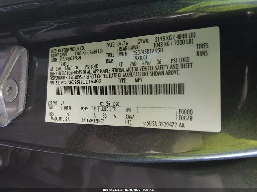 2017 LINCOLN MKC RESERVE