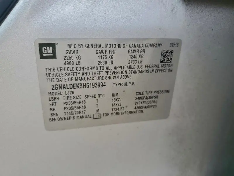 2017 CHEVROLET EQUINOX PREMIER  