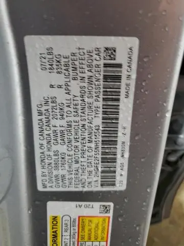 2022 HONDA CIVIC SPORT  