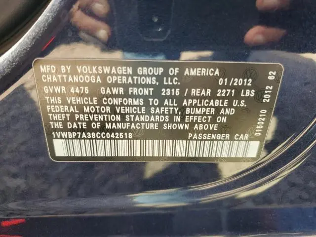 2012 VOLKSWAGEN PASSAT SE  