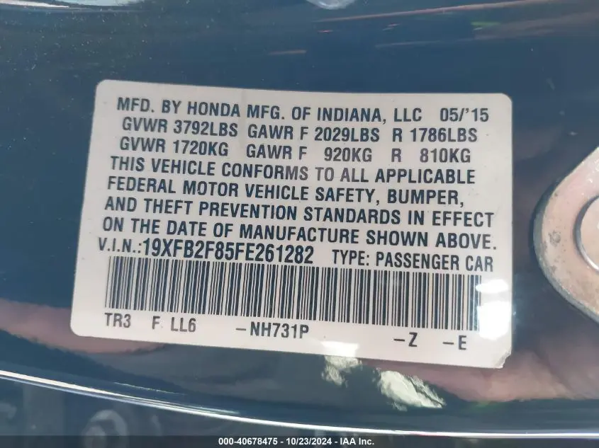 2015 HONDA CIVIC EX