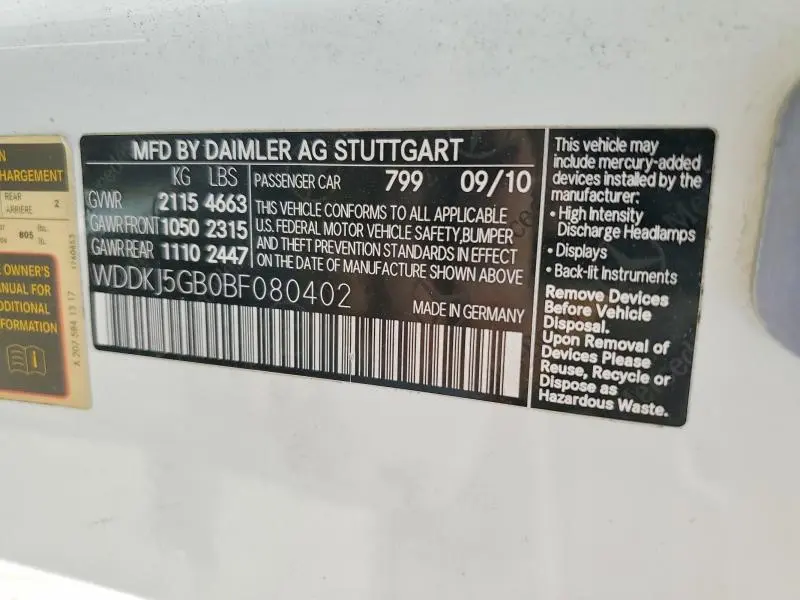 2011 MERCEDES-BENZ E 350  