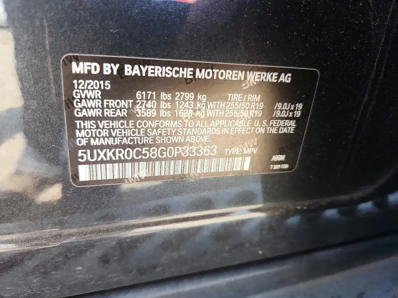2016 BMW X5 XDRIVE35I  