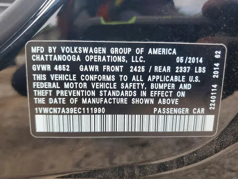 2014 VOLKSWAGEN PASSAT SEL  