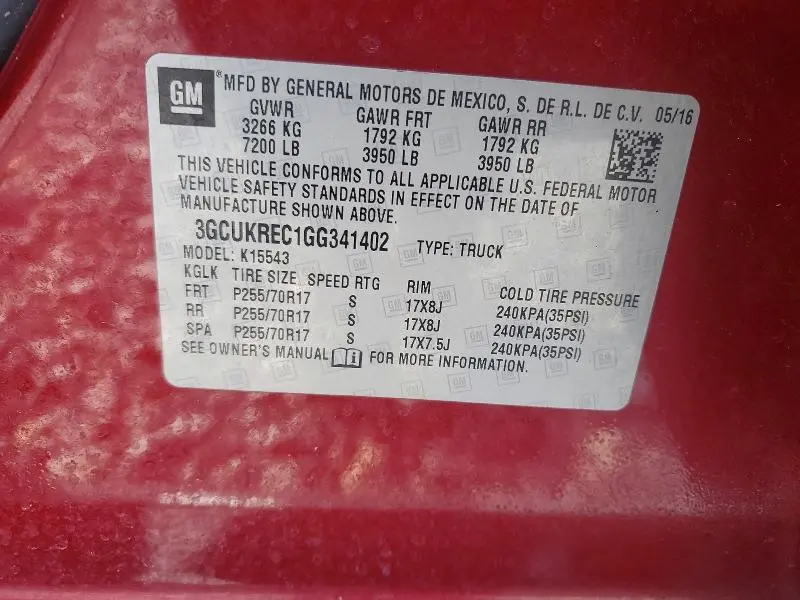 2016 CHEVROLET SILVERADO K1500 LT  