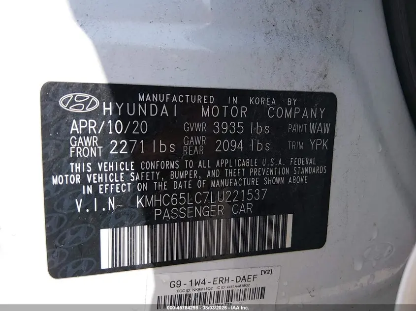2020 HYUNDAI IONIQ HYBRID BLUE