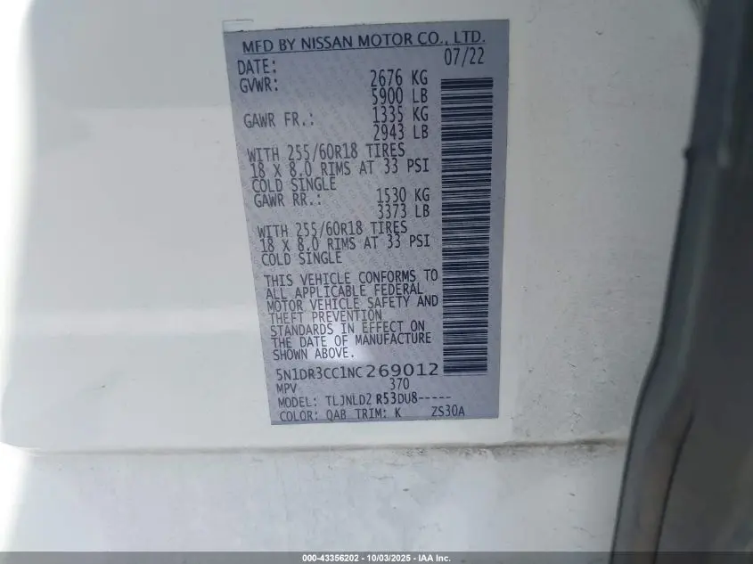 2022 NISSAN PATHFINDER SL 4WD