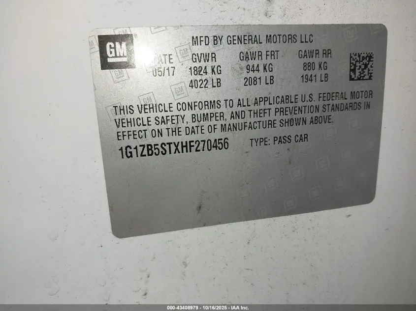 2017 CHEVROLET MALIBU LS