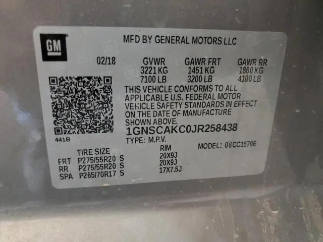 2018 CHEVROLET TAHOE C1500 LS  