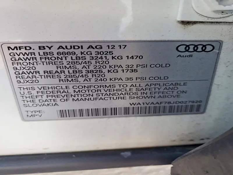 2018 AUDI Q7 PRESTIGE  