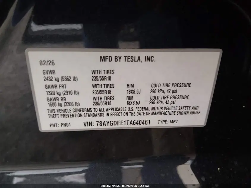 2026 TESLA MODEL Y ALL-WHEEL DRIVE/LONG RANGE LAUNCH SERIES/PREMIUM ALL-WHEEL DRIVE