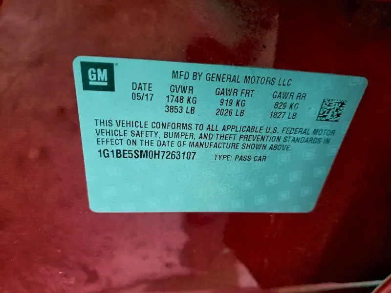 2017 CHEVROLET CRUZE LT  